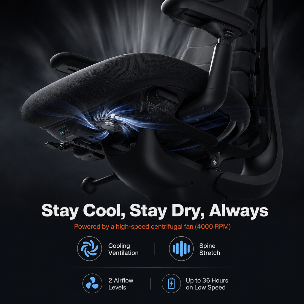 5-Position Reclining Ergonomic Cooling Chair