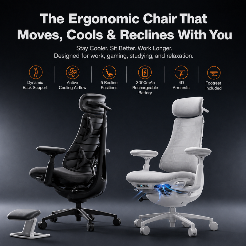 5-Position Reclining Ergonomic Cooling Chair