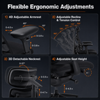 5-Position Reclining Ergonomic Cooling Chair