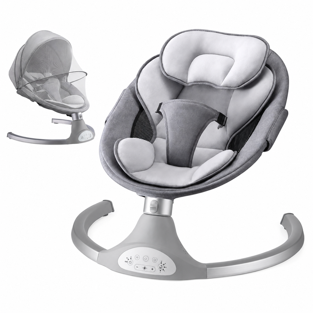 Electric Baby Swing with 5 Speeds, Bluetooth Music, Remote Control & Timer