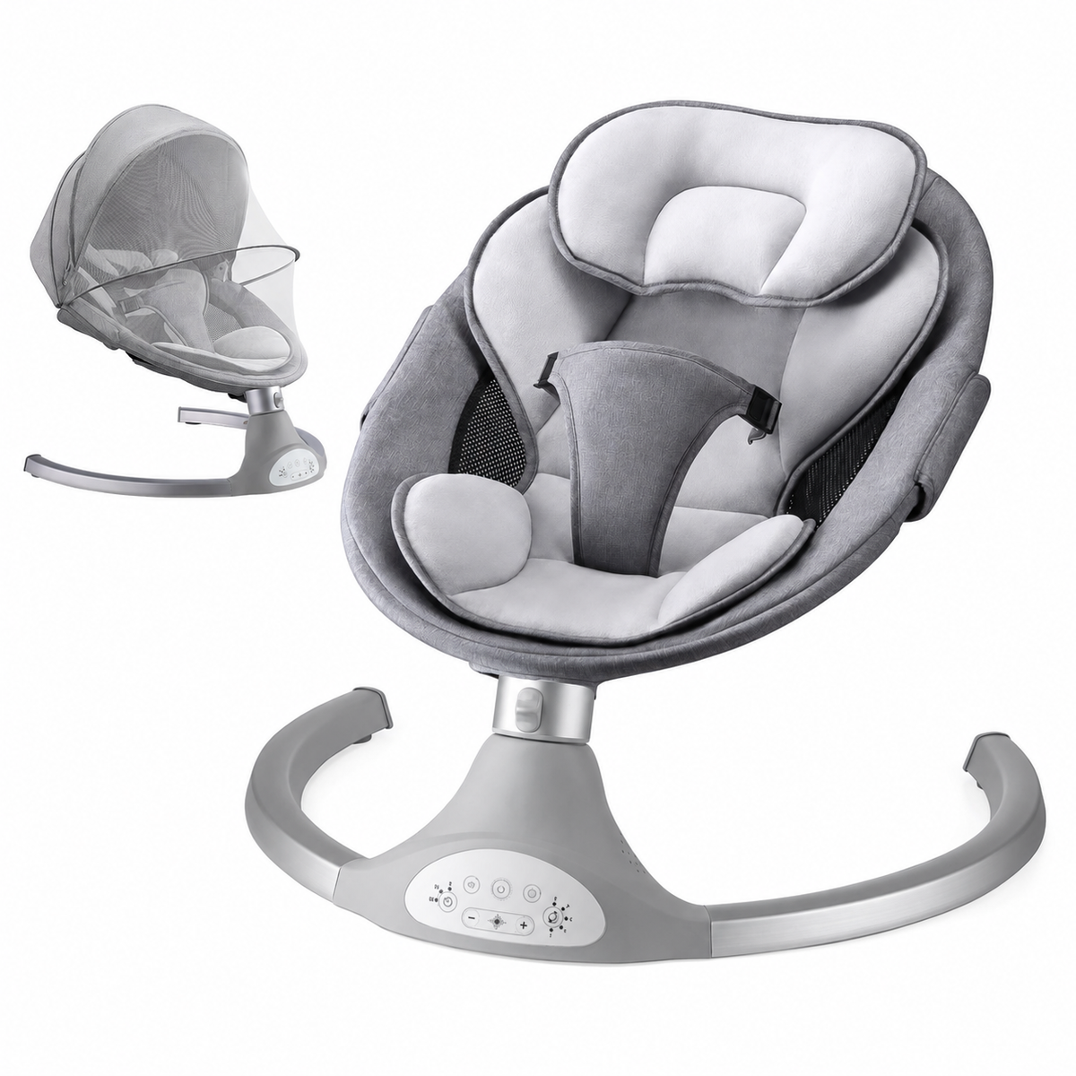 Electric Baby Swing with 5 Speeds, Bluetooth Music, Remote Control & Timer