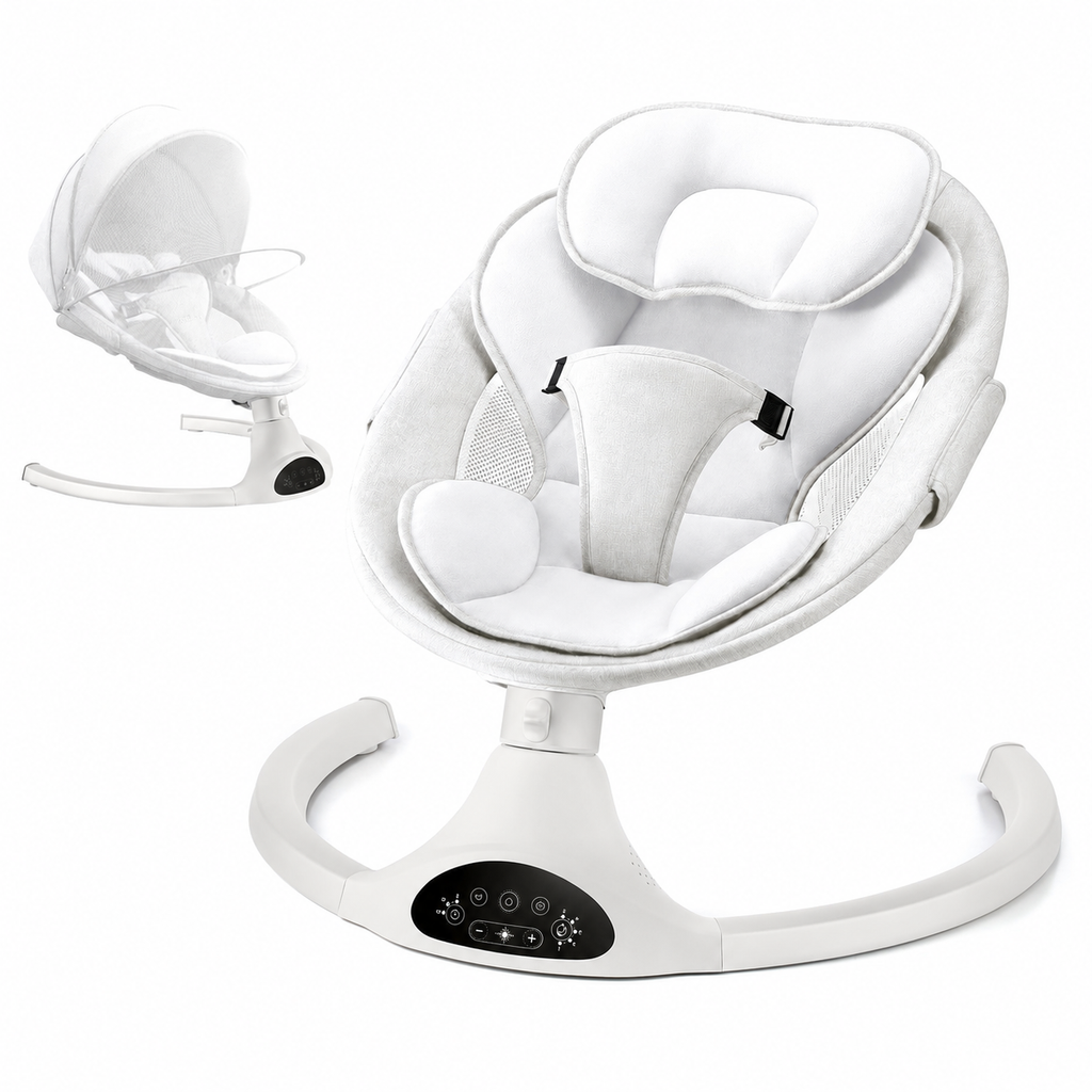 Electric Baby Swing with 5 Speeds, Bluetooth Music, Remote Control & Timer