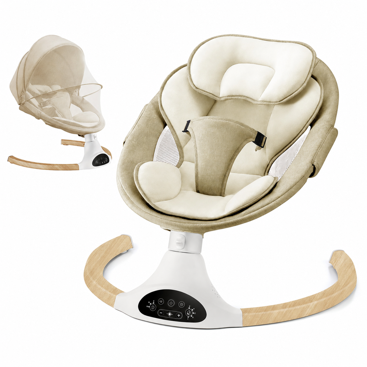 Electric Baby Swing with 5 Speeds, Bluetooth Music, Remote Control & Timer