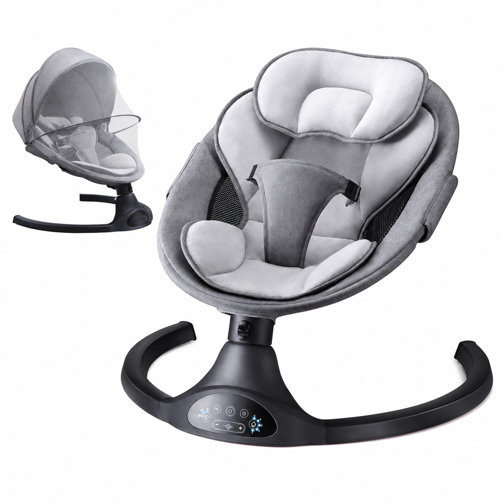 Electric Baby Swing with 5 Speeds, Bluetooth Music, Remote Control & Timer