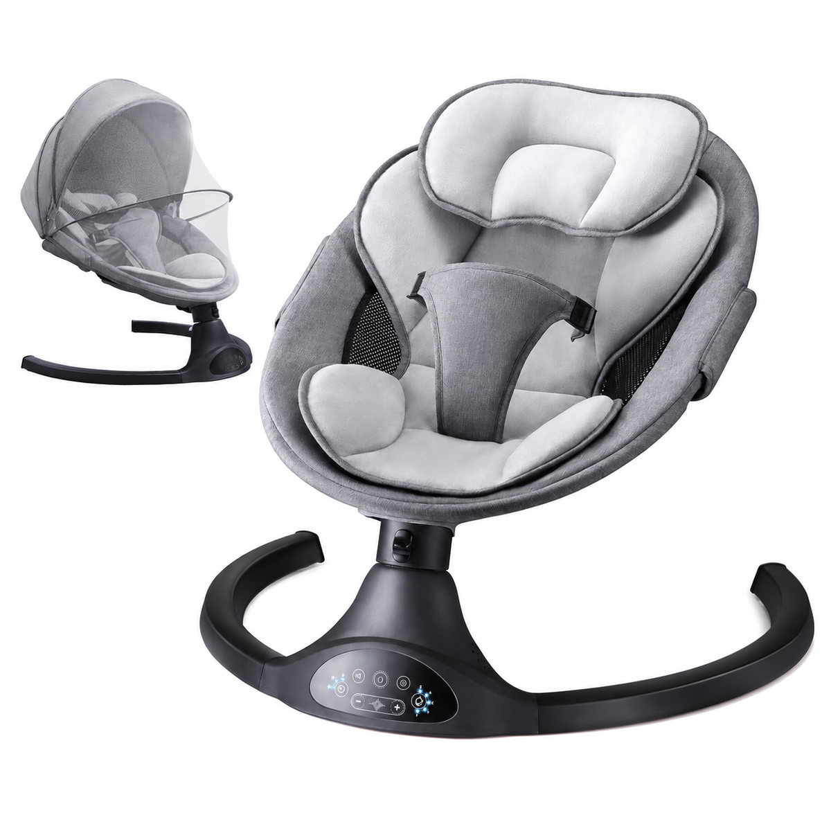 Electric Baby Swing with 5 Speeds, Bluetooth Music, Remote Control & Timer
