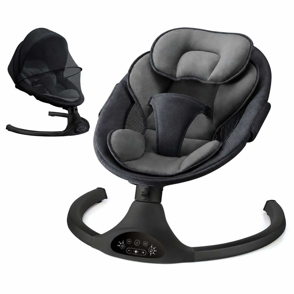 Electric Baby Swing with 5 Speeds, Bluetooth Music, Remote Control & Timer