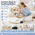 Electric Baby Swing with 5 Speeds, Bluetooth Music, Remote Control & Timer