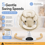 Electric Baby Swing with 5 Speeds, Bluetooth Music, Remote Control & Timer