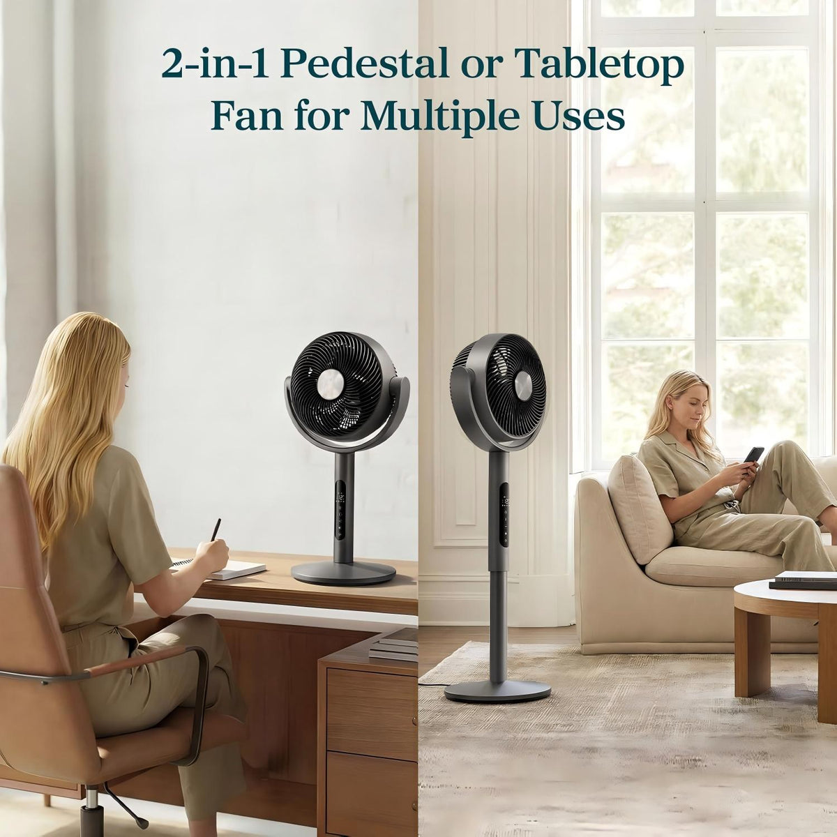 2-in-1 Silent Floor-Standing Circulation Fan | Powerful Airflow for Whole-Room Cooling