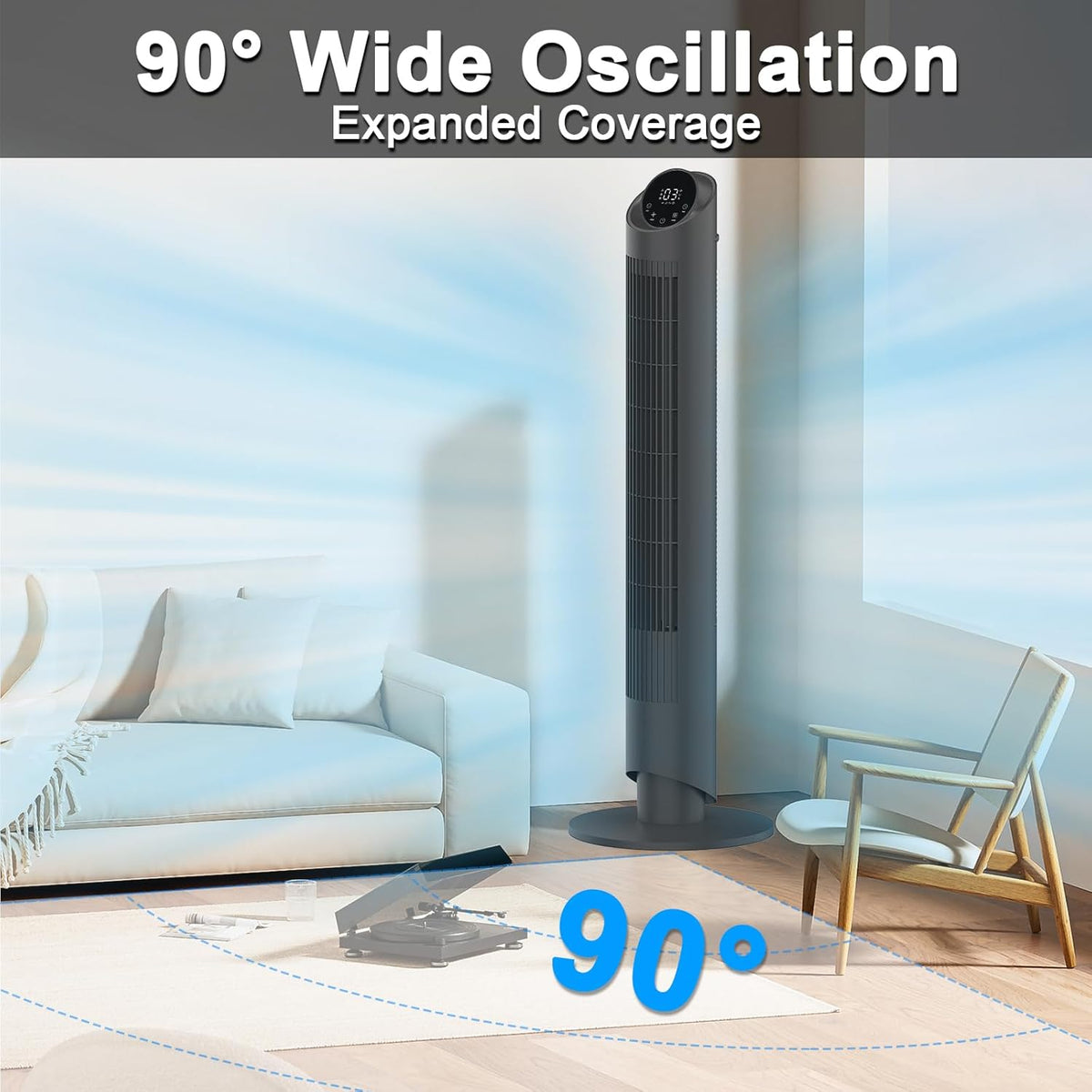 40-Inch Tower Fan for Bedroom with 28dB Quiet Cooling and 12H Timer