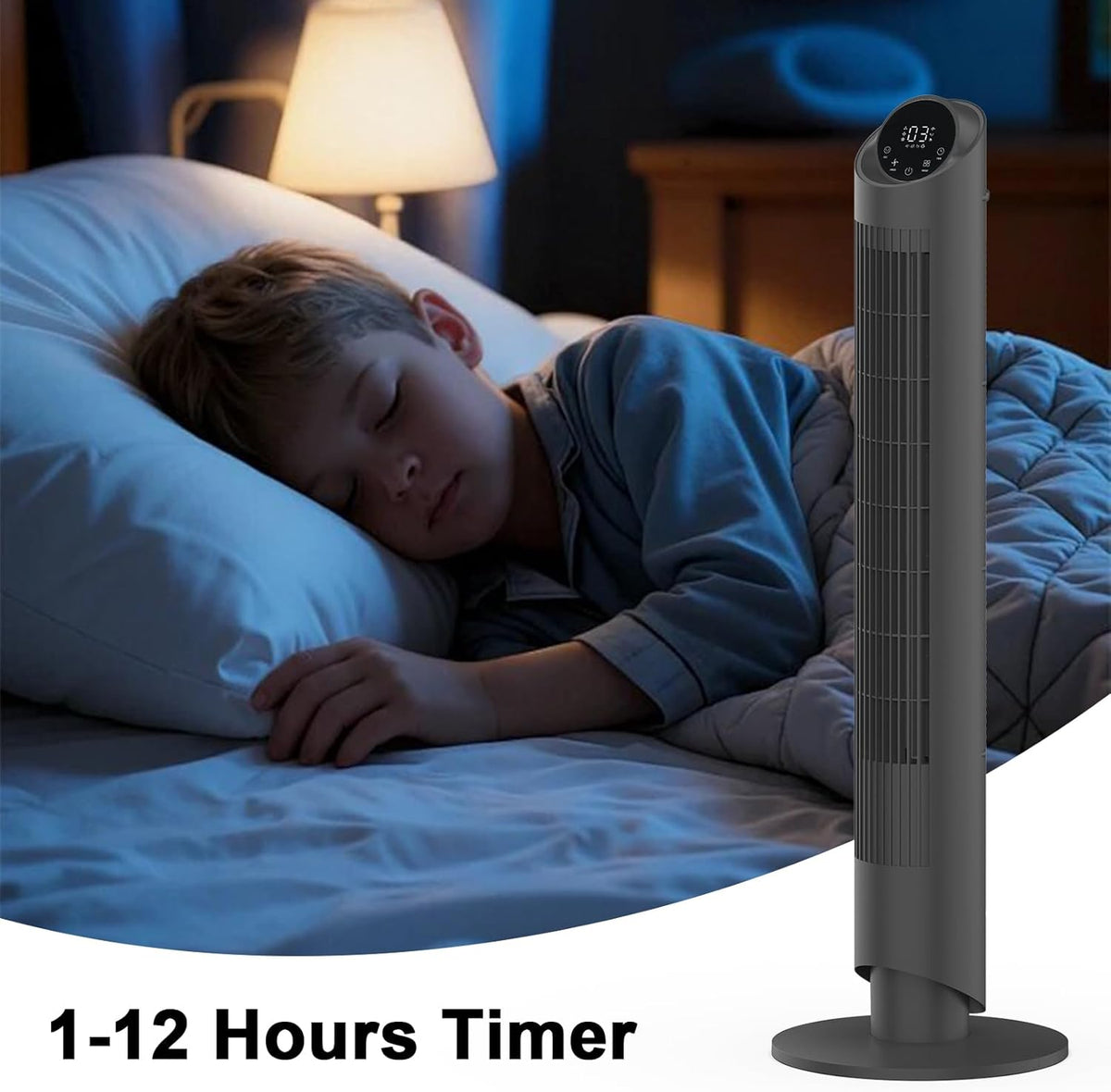 40-Inch Tower Fan for Bedroom with 28dB Quiet Cooling and 12H Timer
