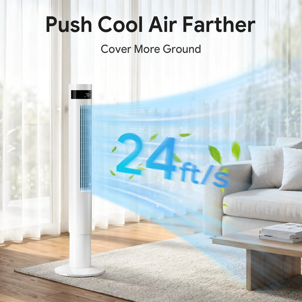 Slim Oscillating Tower Fan for Bedroom, Office and Living Room
