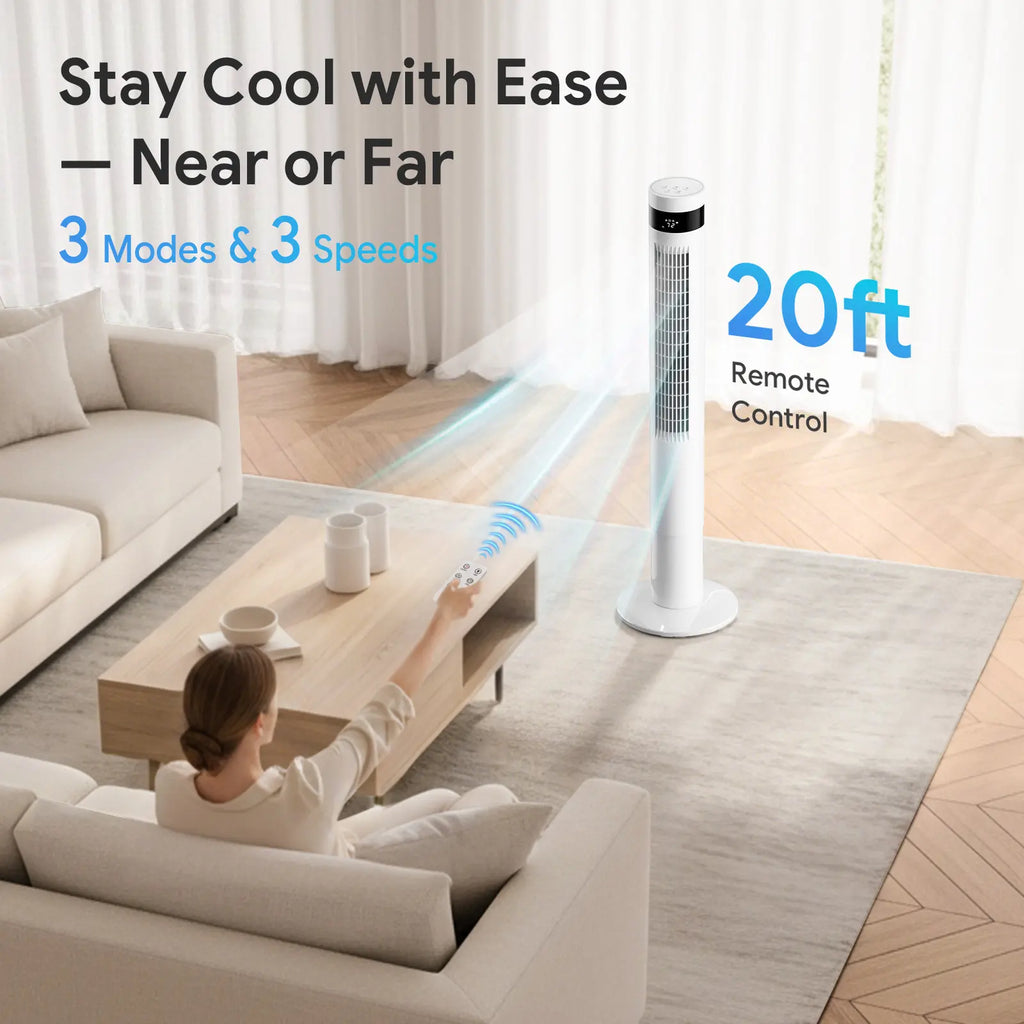 Slim Oscillating Tower Fan for Bedroom, Office and Living Room