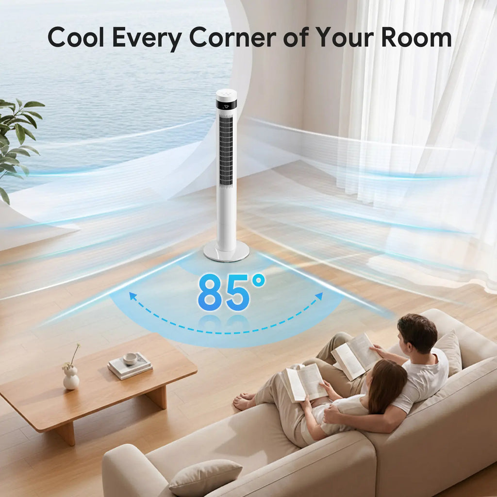 Slim Oscillating Tower Fan for Bedroom, Office and Living Room