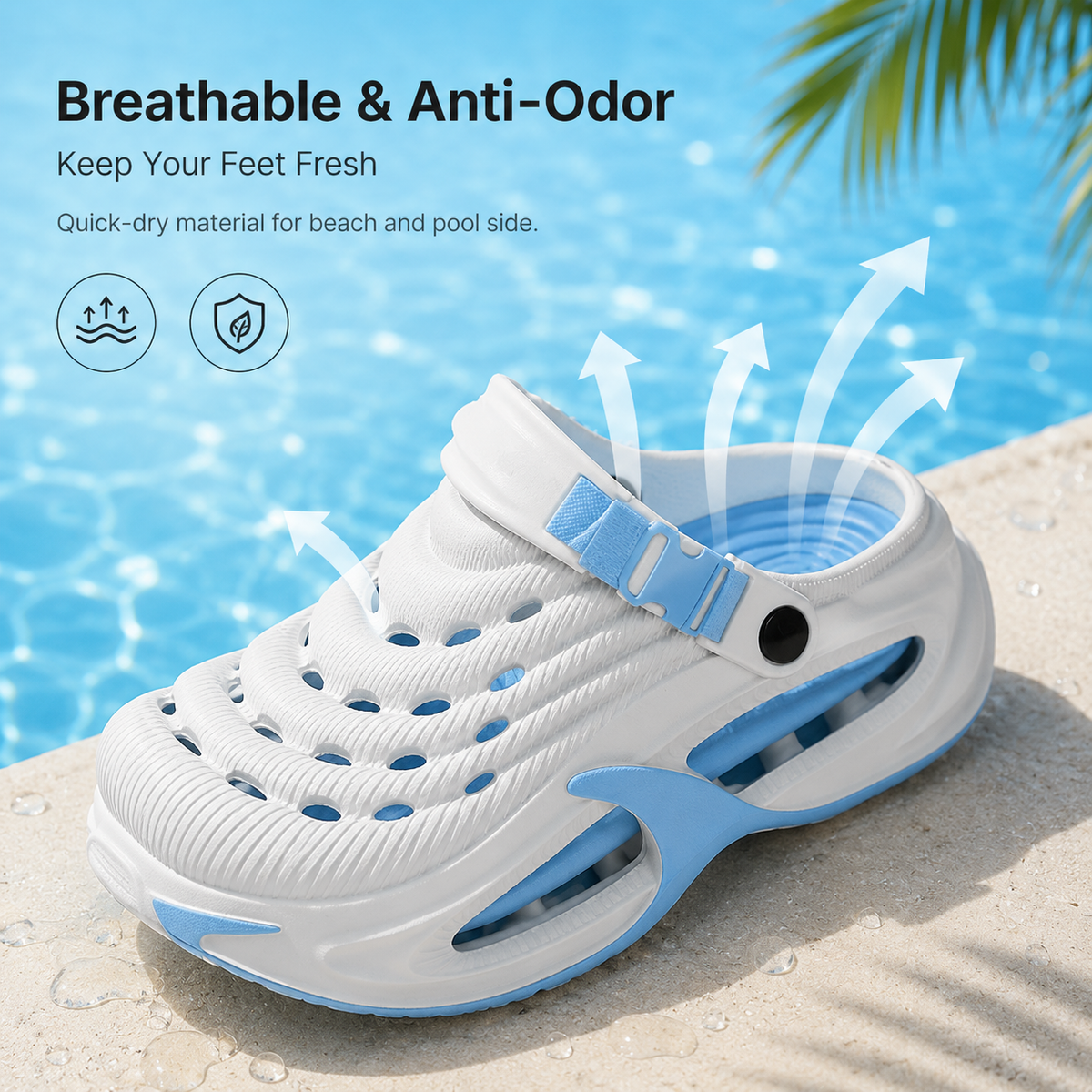 Lightweight Comfort Clogs – Ergonomic Thick Sole Anti-Slip Quick-Dry Slip-On Shoes for Indoor & Outdoor Wear